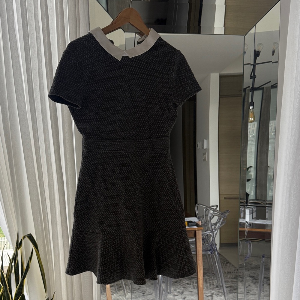 BCBGMaxAzria dark grey Dress with Cream Collar